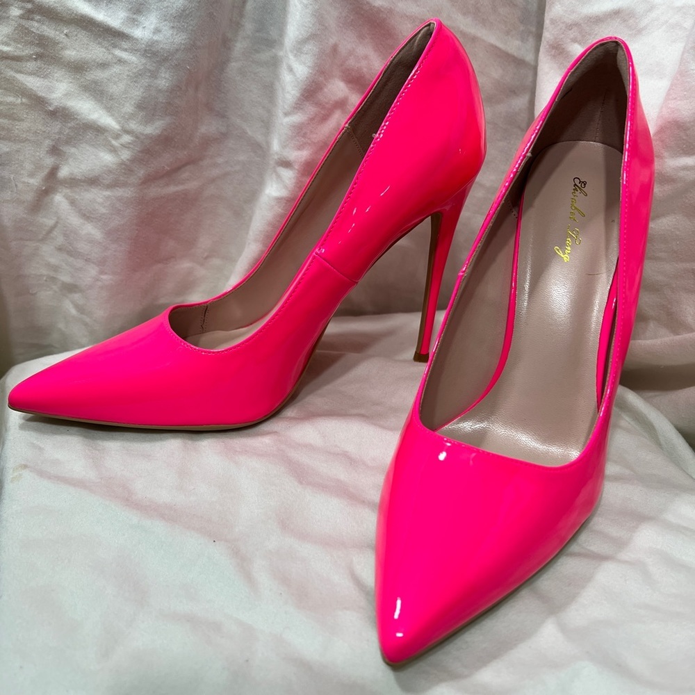 NWOT..Elisabeth Lang Ladys Stiletto Pumps Size 9 Color Barbie Pink 5”☑️ - Picture 6 of 9